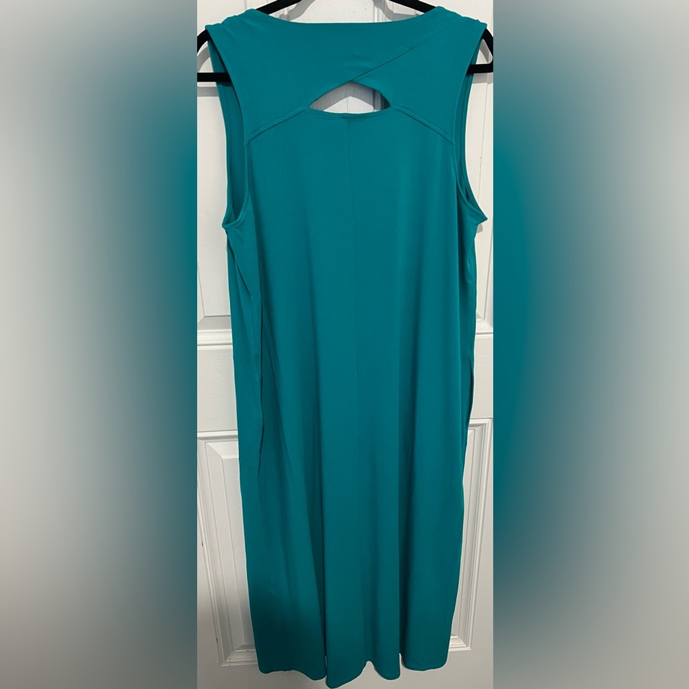 J. Jill Wearever Collection Maxi Dress Stretch Teal Sz Large Petite Flowy NWT! - Picture 12 of 14